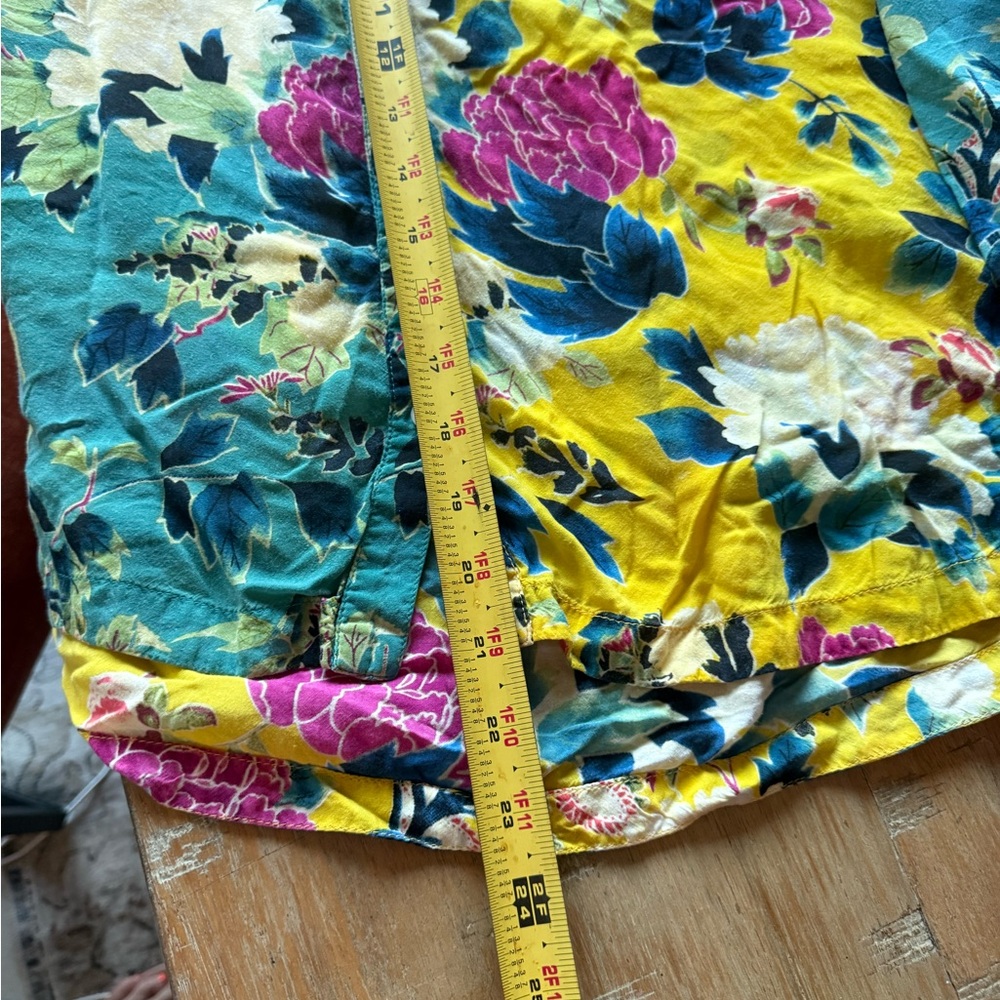 Anthropologie Floral Oversized Blouse in Yellow, Blue, Pink - Picture 7 of 9